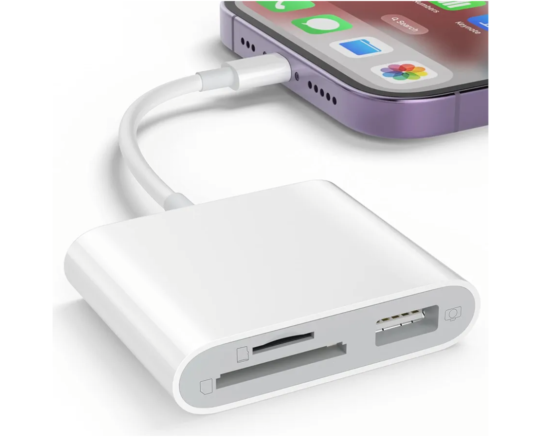SD Card Reader for iPhone, Memory Card Reader with USB Camera Adapter Plug and Play Trail Game Camera Viewer Supports SD and TF Card MicroSD Card Adapter for iPad No App Required
