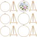 Novabright 12 Pcs Large Bamboo Embroidery Hoops with Triangle Display Stands Include 10.2'' and 11.8'' Round Hoops Frame Cross Stitch Wood Holder Easels for Desk Display Decor Craft Works