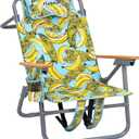 Backpack Beach Chair Wide Seat High Back Folding Camping Chair for Adults 5-Position Recline Supports 400lbs Portable Chair with Cup Holder Cooler Bag Storage Pouch for Outdoor Lawn Picnic