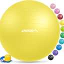 APEXUP Yoga & Pilates Ball - Anti Slip Heavy Duty Gym Ball for Fitness, Balance & Core Workout (M (19"~22) 55cm, Yellow)