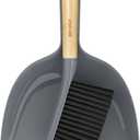 MR.SIGA Dustpan and Brush Set, Portable Cleaning Brush and Dustpan Combo with Bamboo Handle, Gray, 1 Set
