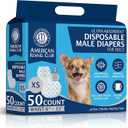 American Kennel Club Male Dog Wrap, Disposable Diapers with Wetness Indicator, XSmall, 50 Count