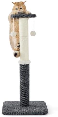 Lesure 34" Tall Cat Scratching Post - Highly Resistant Carpet Scratch Post, Premium Sisal Rope Scratch Posts Kitten and Adult Cats, Sturdy Large Scratch Pole with Hanging Ball, Grey