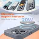 Liquid Silicone Case for iPhone 15 pro MAX with Magnetic Ring Stand, Upgraded Camera Lens Protection, Mil-Grade Drop Shockproof, Anti-Scratch Microfiber Lining Silicone Case (Gray)