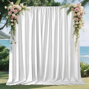 Joydeco White Curtains Backdrop for Wedding Parties, Photo Backdrop Curtains for Wedding Decorations Birthday, Wrinkle Free Polyester 5ft x 10ft Fabric Drape 2 Panels with Rod Pockets Joydeco White Curtains Backdrop for Wedding Parties, Photo Backdrop Curtains for Wedding Decorations Birthday, Wrinkle Free Polyester 5ft x 10ft Fabric Drape 2 Panels with Rod Pockets