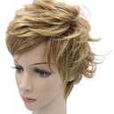 20cm Girls Fashion Short Loose Big Curly Hair Women Cosplay Wig Golden