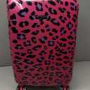 Rockland Safari Hardside Spinner Wheel Luggage, Magenta Leopard, Carry-On 20-Inch