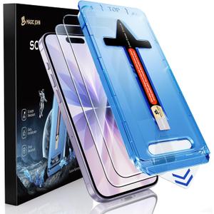 MAGIC JOHN 2 Pack for iPhone 17 6.3 inch Tempered Glass Screen Protector, Auto Dust-Elimination, Bubble Free, HD Clear, Easy Installation,iPhone 17 6.3''
