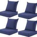 Outdoor Deep Seat Cushion Set, 24x24 Inch Water-Resistant & Fade-Resistant Outdoor Chair Cushions, Patio Furniture Cushions with Removable Cover for Patio Chair, Sofa,Navy Blue (Set of 4)