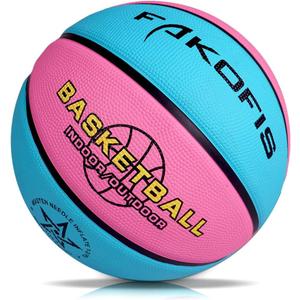 Kids Youth Size 3/5 (22''/27.5") Basketball - Premium Rubber Indoor Outdoor Basketball for Boys Girls Age 3-14 Pool Play (Gift for Children) (Blue pink)