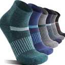 6 Pairs Merino Wool Ankle Running Hiking Socks Compression Support Breathable Thick Cushion No Show Socks for Women Men (Large, Color Mixed(quarter Socks))