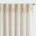 Jinchan Linen Curtains for Living Room Bedroom Light Filtering Semi Sheer Curtains Boho Farmhouse French Country Cottage Core Decor Window Drapes Back Tab 84 Inch Length Tassel Beige