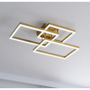 Aiwen 3 -Light 35.43-in Gold Integrated LED Flush Mount Light