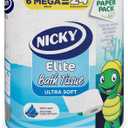 Nicky Elite Toilet Paper with Recyclable Paper Packaging, 36 Ultra Soft Mega Rolls = 144 regular rolls
