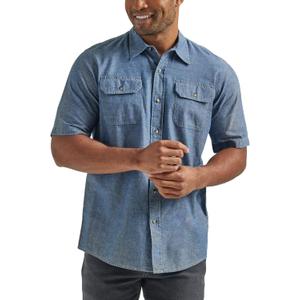 Wrangler Authentics Men's Short Sleeve Classic Woven Shirt (Blue, M)