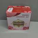 Retro Flower Enamel Stockpot with Lid,Stockpots for Cooking (Ivory-2.5QT)