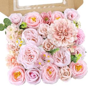 Rose Artificial Flowers Combo Fake Flowers Rose Silk Flowers with Stems for DIY Wedding Bouquets Centerpieces Arrangements Table Decor Valentine's Day Bridal Baby Shower Party Home Decor(Nude Pink)