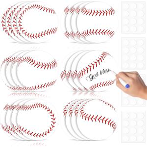 TaoBary 24 Pcs 7.09in Baseball Cutouts in 6 Design Paper Baseball Poster Bulletin Board Decorations with 48 Pcs Glue Point for Sport Theme Party Birthday Baby Shower Tournament DIY Wall Banner Decor