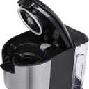 Amazon Basics Single Serve Coffee Maker K-Cup, 14 Oz, Black & Stainless Steel Machine, 5.98"D x 9.44"W x 14.17"H