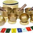 Tibetan Singing Bowl Set of 7 Himalayan Bowl Vajra Engraved Chakra bowl Authentic 7 metals Handmade in Nepal for Yoga, Chakra healing, Deep Relaxation Mindfulness