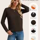 GRACE KARIN Women's Fall Knit Sweater Top, Long Sleeve Merino Wool Blend Pullover, Casual Crewneck Waffle Clothes 2025 (Brown, M)