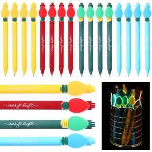 36 Pcs Luminous Light up Bulb Christmas Pens Bulk Glow in The Dark Ballpoint Pen Black Ink Pen for Adults Office Supplies Christmas Stocking Stuffer Gift