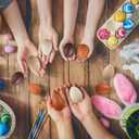 Beeveer 50 Pcs Plastic Easter Eggs Bulk for Easter Hunt 1.6 x 2.4 Inch Colorful Hanging Plastic Eggs for Basket Fillers Party Favor DIY Crafts Decoration(Brown Series)