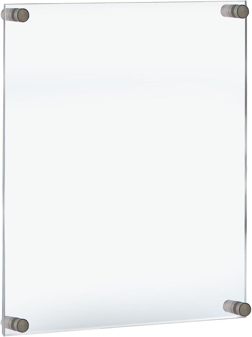 Azar Displays 105528 Floating Acrylic Wall Frame with Silver Stand Off Caps: 17" X 22" Graphic Size. Overall Frame Size: 21" X 26", Clear