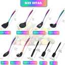 Silicone Cooking Utensils Set, 9Pcs Kitchen Utensil Set with Stainless Steel Handle, Heat-Resistant Silicone Utensils for Cooking, Non-Stick Spatula Set with Spoons, Turners, Ladle (Rainbow)