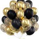 PartyWoo Black and Gold Balloons, 100 pcs 12 Inch Pack of Black Balloons and Gold Metallic Balloons, Latex Balloons for Birthday Decorations, Retirement Party Decorations, New Year's Eve Decorations