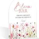 Pink Flower Bloom Bar Sign, Flower Bar Supplies, Bridal Shower Decor, Wedding Reception Decorations, Bridal Shower Centerpieces for Tables, Engagement Decor, Arch Acrylic Wedding Sign With Base-1