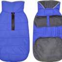 Petglad Dog Winter Coat, Waterproof Dog Jacket with Leash Hole, Reflective Adjustable Pet Snow Vest, Warm Fleece Sweater for Small Medium Large Dogs - Blue, L (L(Chest Girth:20.1-26.8"))