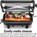 Hamilton Beach Panini Press Sandwich Maker & Electric Indoor Grill with Locking Lid, Opens Wide to Fit Any Thickness for Quesadillas, Burgers & More, Nonstick 8" x 10" Grids, Chrome (25460MNA)