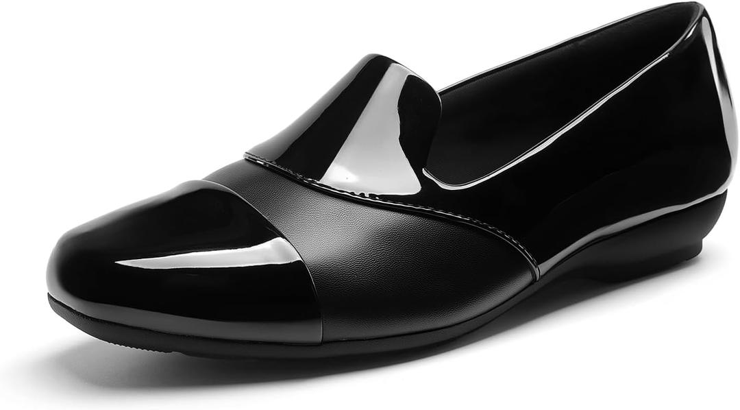 DREAM PAIRS Loafers for Women Orthopedic Comfortable Wide Width Loafer Dress Casual Slip on Business Work Office Shoes with Arch Support, Size 9, Black