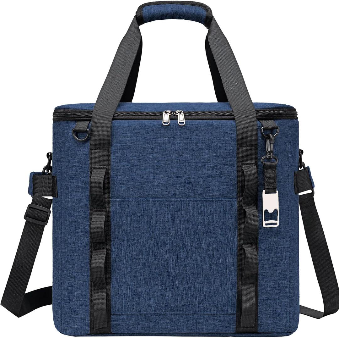 Insulated Soft Cooler Bag 12"x12"x12" Large Leakproof Soft Sided Ice Chest for Travel Beach Camping, 50 Cans Portable Cooler Box for Grocery Shopping, Road Trips, 44qt/60-cans