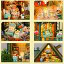 ISSEVE DIY Miniature House Kit, Tiny House Dollhouse Kit for Adults, Mini House Building Kits, Miniature Kit Adult Craft Diorama Kit Home Bookshelf Decoration, Gifts for Birthday (Fairy Garden House)