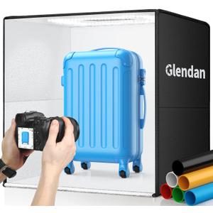 Glendan 24"x24" Light Box Photography, Large Photo Light Box with 288 LED Beads, CRI >95, Professional Portable Photo Booth Shooting Tent Kit with 6 Color Backdrops for Product Photography
