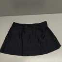 REKITA Women Swim Skirt Solid Color Waistband Skort Bikini Bottom (Black, S)