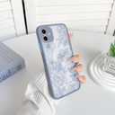 NITITOP Compatible with iPhone 11 Case Cute Aesthetic Floral Flower Vintage Rose Pattern Matte Clear Women Girl Full Camera Lens Slim Hard PC Shockproof Pritective Cover - Blue