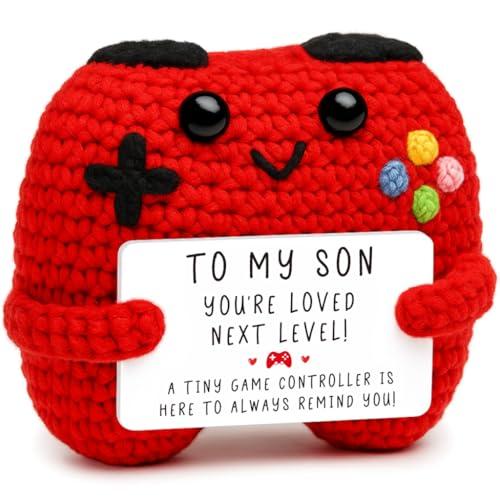 Crochet Game Controller Son Graduation Gifts from Mom Dad, Mothers Day Birthday Fathers Day Graduation Gifts for Son, Cute Handmade Crochet Game Controller Decor, Boy Room Decor for Bonus Son