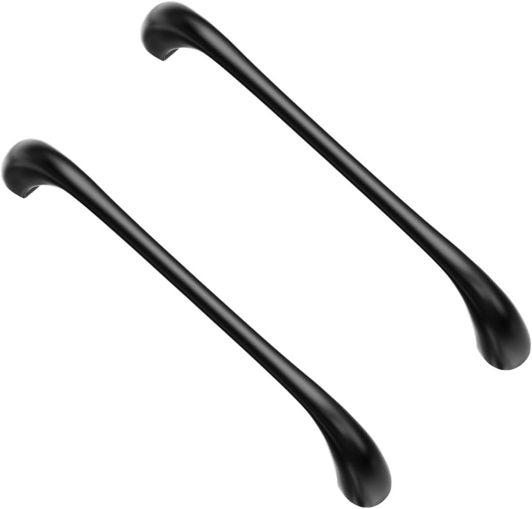 Rergy 10 Pack Cabinet Handles Black Cabinet Pulls, 5 Inch Hole Center Drawer Pulls, Modern Arch Dresser Handles for Bathroom Kitchen Bedroom, Solid Zinc Alloy