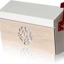 Wall Mount Mailbox, Large Capacity Mailbox for House Outside with Flag Kit Galvanized Steel Rust-Proof Metal Post Drop Box, 15.74"9.84"4.33" Flower Hollowed Wooden Patterned Metal Sheet