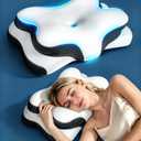 Osteo Zoned Contour Cervical Neck Pillow for Deeper Pain Relief Sleep, Q-max 3X Cooling Pillow with Non-Temperature Affected Memory Foam, Ergonomic Support Pillows for Back Stomach Side Sleeper