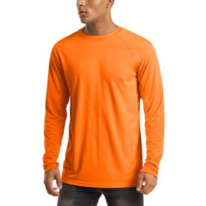 MAGCOMSEN Men's Long Sleeve Shirts UPF 50+ UV Sun Protection Athletic Shirts for Hiking Running Workout Rash Guard (Orange, L)