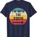 I'm With Squid Halloween Matching Couple Costume Vintage T-Shirt, Blue, XL