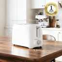 OVENTE Electric 2 Slice Toaster Machine with 6-Shade Browning Selector Setting, Compact Design and Removable Crumb Tray, 700W Power Perfect for Toasting Bread, Thin Bagels and Waffles, White TP2210WGY