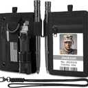 LIUGX Tactical ID Card Holder, 900D Nylon, Hook & Loop Patch Badge Holder, Waterproof Zipper Pocket, Neck Lanyard Key Ring and Credit Card Organizer, RFID Blocking