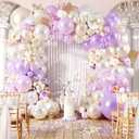 Pastel Purple White Balloon Garland Arch Kit- Double Stuffed Pearl Purple Cream Balloon Pearl White Ivory Latex Balloons for Wedding Bridal Baby Shower Neutral Anniversary Birthday Party Decorations
