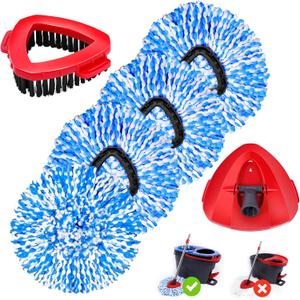 4 Pack Spin Mop Replacements Head Compatible for Oceda RinseClean 2-Tank System,Microfiber Spin Mop Refills Head,1 Mop Scrub Brush + 1 Mop Base + 4 Pack Cleaning Floor Mop Head