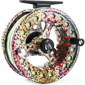 M MAXIMUMCATCH Maxcatch ECO Large Arbor Fly Fishing Reel (3/4wt 5/6wt 7/8wt) and Pre-Loaded Fly Reel with Line Combo